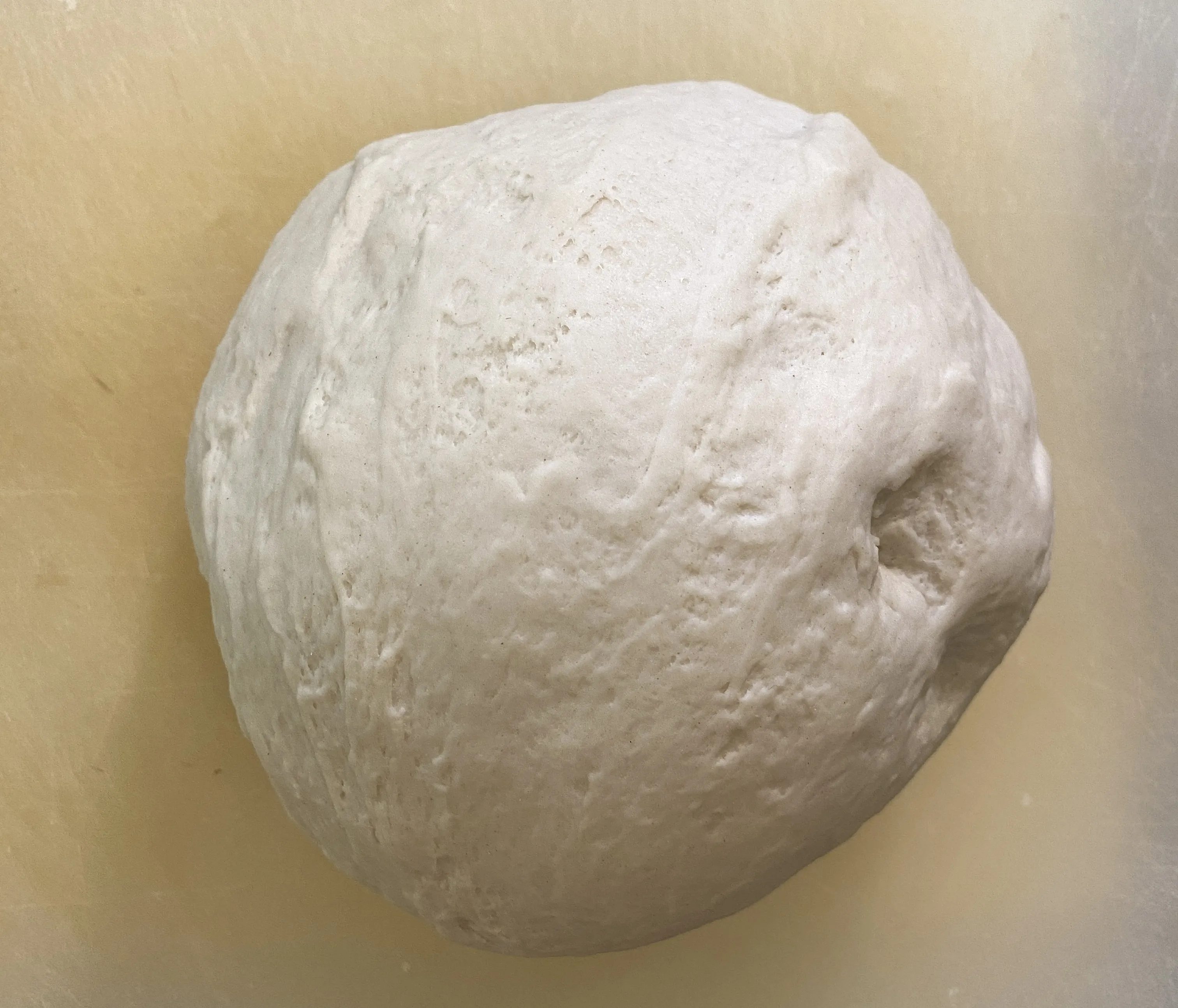 The dough after mixing flour and water and before shaping.